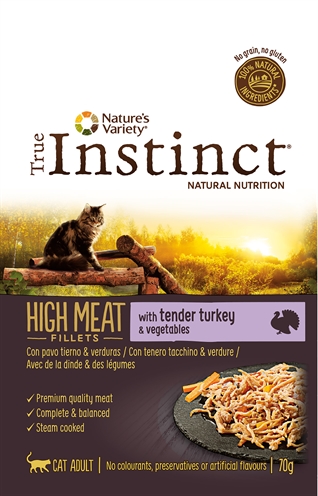 True instinct high in meat pouch adult turkey fillets